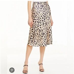 Aqua A-Line Leopard Print Midi Skirt Size small